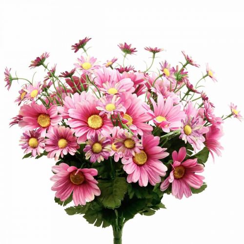 Kunstige tusindfryd buket af kunstige blomster pink 44cm