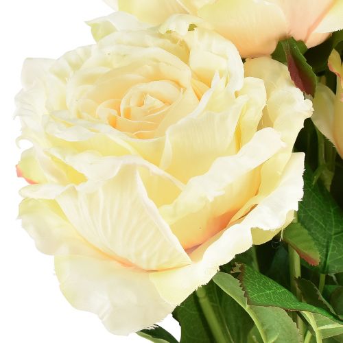 Artikel Kunstige Roser Kunstige Blomsterbuket Roser Creme Gul Pick 54cm