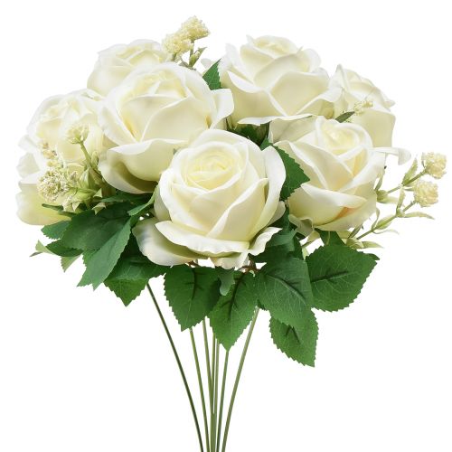 Artikel Kunstige Roser Kunstige Blomsterbuket Roser Hvid Pick 42cm
