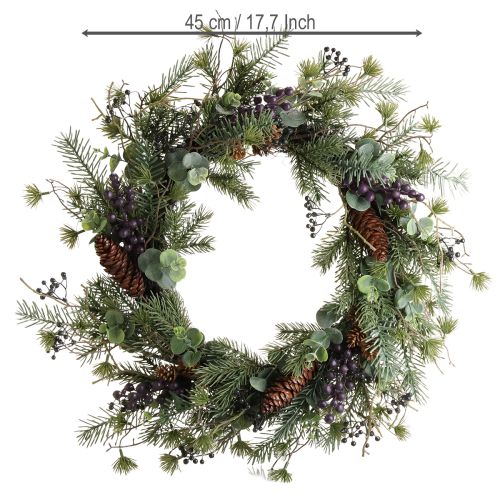 Artikel Kunstig adventskrans dekorativ krans lilla bær Ø45cm