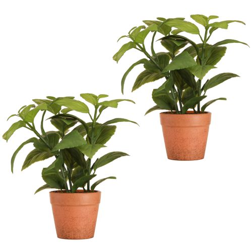 Artikel Kunstig Basilikum i Potte Urtepotte Kunstig Plante 22cm 2stk