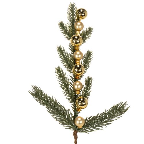 Kunstig grangren med guldfarvede mini juletræskugler, 46 cm, 2 stk.