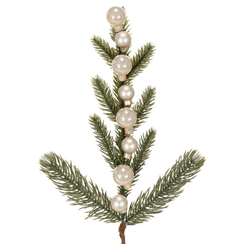 Kunstig grangren med hvide mini juletræskugler, 46 cm, 2 stk.
