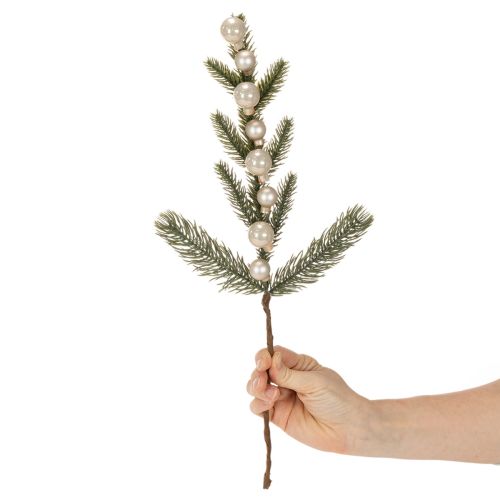Kunstig grangren med hvide mini juletræskugler, 46 cm, 2 stk. | Floristik24.dk