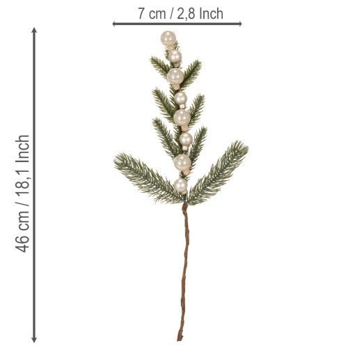 Kunstig grangren med hvide mini juletræskugler, 46 cm, 2 stk. | Floristik24.dk