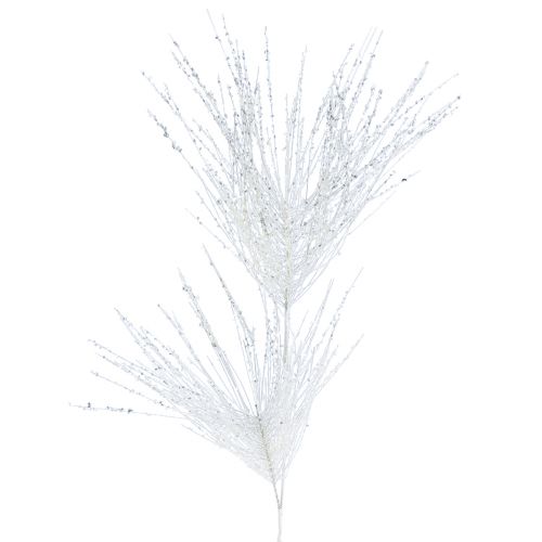 Floristik24 Kunstig fyrregren dekorativ gren hvid glitter L80cm
