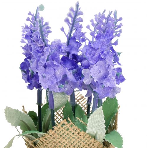 Floristik24 Kunstig lavendel kunstig blomst lavendel i jutepose hvid/lilla/blå 17cm 5 stk.