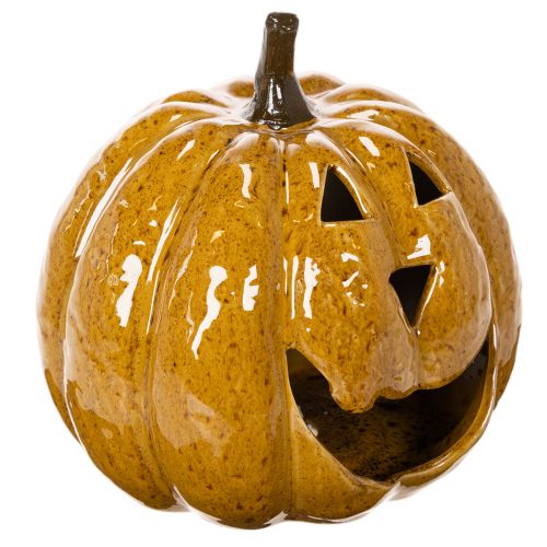 Keramisk græskar med ansigt, LED-dekoration, Halloween, 19 cm købe | Floristik24.dk
