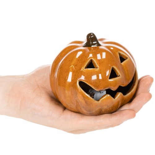 Keramisk græskar LED Halloween dekoration lille 10 cm | Floristik24.dk