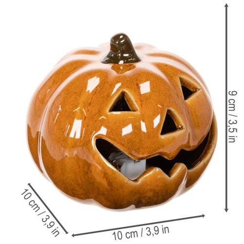 Keramisk græskar LED Halloween dekoration lille 10 cm | Floristik24.dk