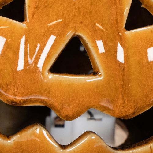 Keramisk græskar LED Halloween dekoration lille 10 cm | Floristik24.dk