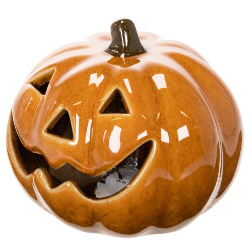 Keramisk græskar LED Halloween dekoration lille 10 cm | Floristik24.dk