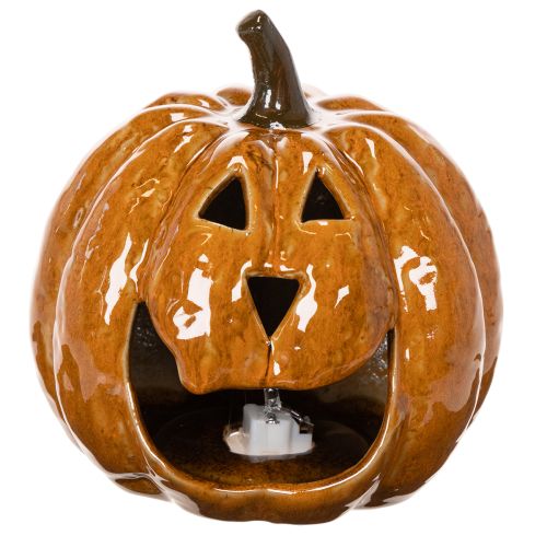Keramisk græskar Halloween LED-dekoration 15 cm | Floristik24.dk