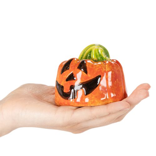 Dekorativ keramisk græskarfigur til efterår og Halloween, 8 cm | Floristik24.dk