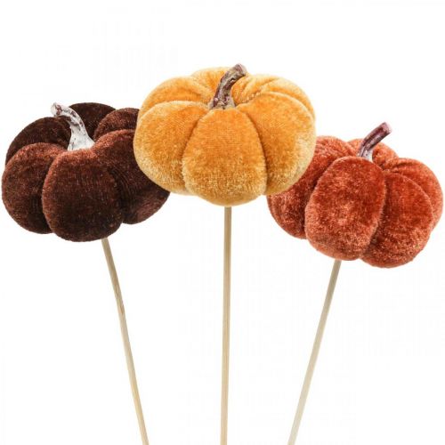 Artikel Deco græskar dekoration stik orange, brun blød Ø6,5m 9 stk