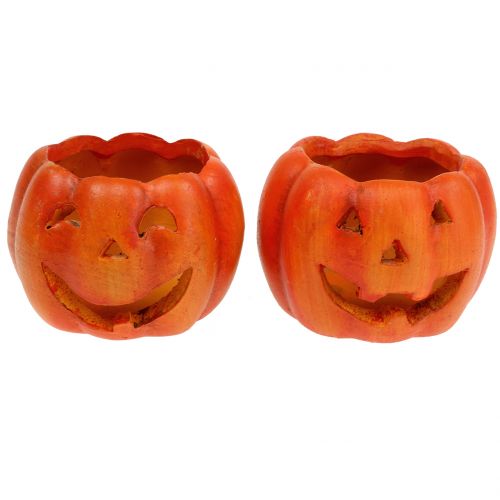 Floristik24 Græskarlygte orange Ø8,5cm H6,5cm 2stk