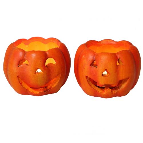 Floristik24 Græskarlygte orange Ø8,5cm H6,5cm 2stk