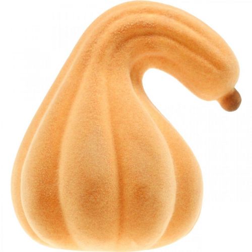 Artikel Dekorativt græskar buet orange flokket Kunstigt dekorativt græskar 18cm