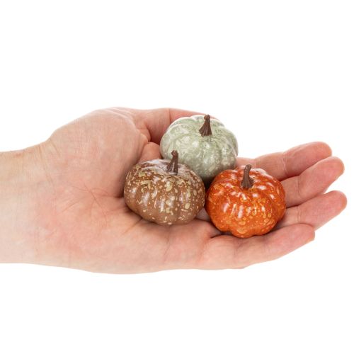Mini græskardekorationssæt, efterårs- og halloweendekorationer, assorterede farver, 4 cm, 24 dele | Floristik24.dk