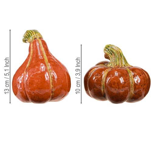 Artikel Græskar keramik efterårsdekoration brun orange 10/13cm 2 stk