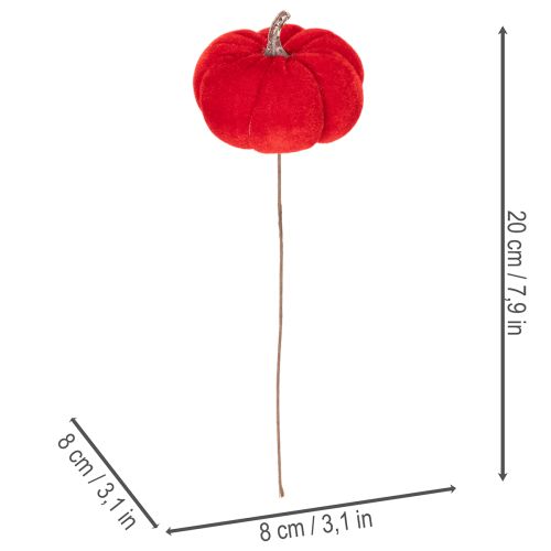 Dekorativt græskar på tråd, efterårsdekoration, fløjl, trefarvet sæt, 8 cm, 9 dele | Floristik24.dk