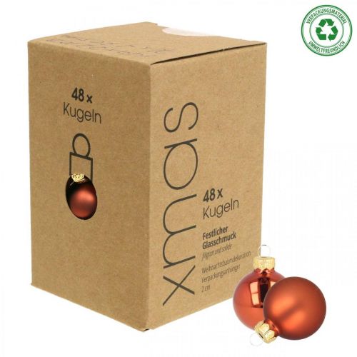 Artikel Mini julekugler glas rustrød mat/blank Ø2cm 44stk