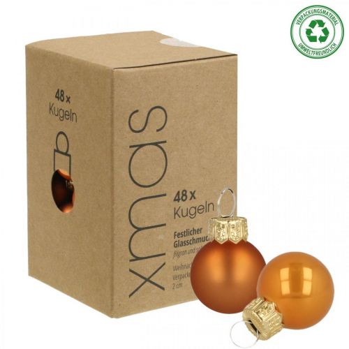 Artikel Mini julekugler glas orange mat/blank Ø2cm 44st
