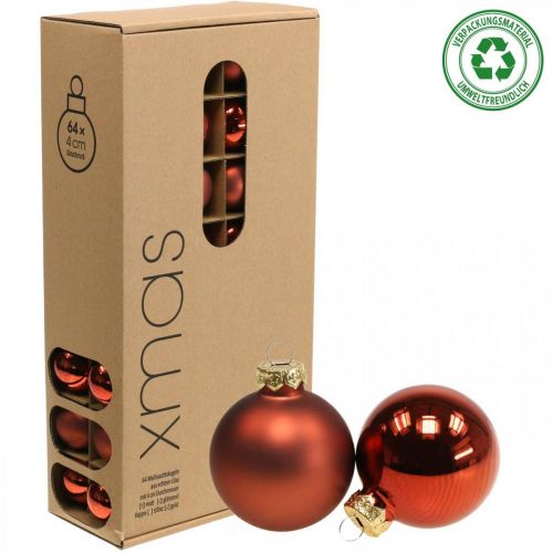 Artikel Julekugler glas rustrøde kugler mat/blank Ø4cm 60p