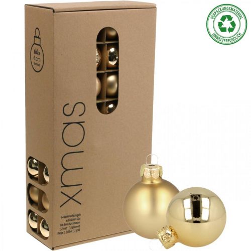 Floristik24 Julekugler glas guld glaskugle mat/blank Ø4cm 60 stk