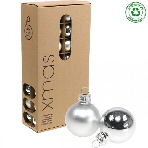 Artikel Julekugler glas sølvkugle mat/blank Ø4cm 60 stk