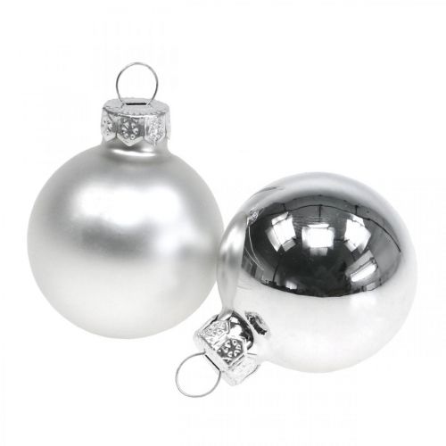 Julekugler glas sølv kugle mat/blank Ø4cm 60p