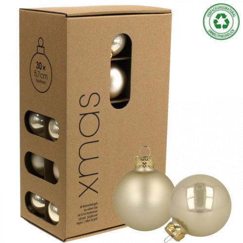 Floristik24 Julekugler glas creme mat skinnende Ø5,5cm 26stk