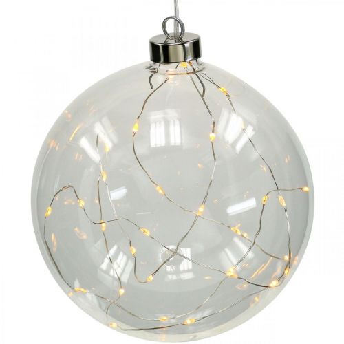 Floristik24 Julebold LED kugle Ø15cm 30L indvendig varm hvid timer