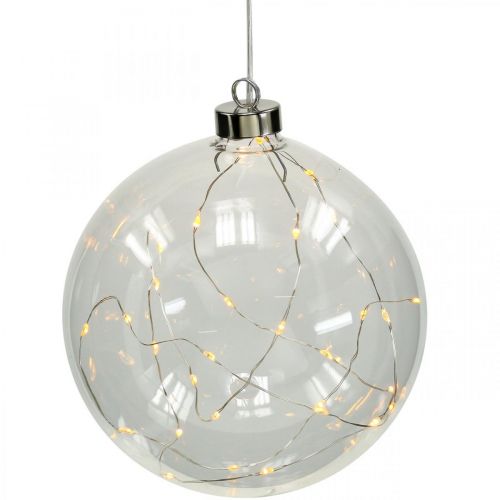 Floristik24 Julebold LED kugle Ø10cm 15L indvendig varm hvid timer