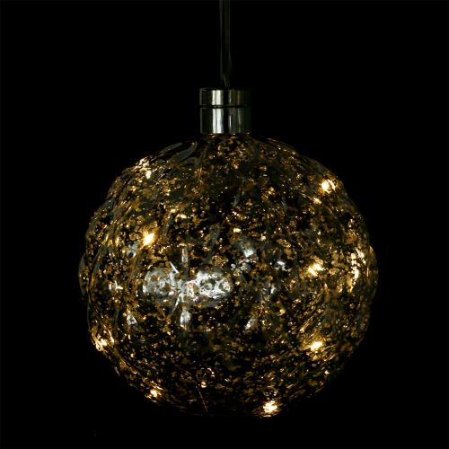 Floristik24 Kugleplast sølv Ø20cm med 15er LED og batterier