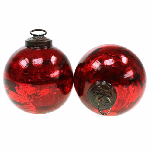 Juletræspynt Julekugle glas rød Ø10cm 4stk | Floristik24.dk