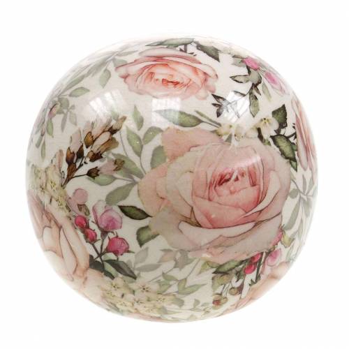 Dekorativ kuglerose lyserød fajance Ø9cm