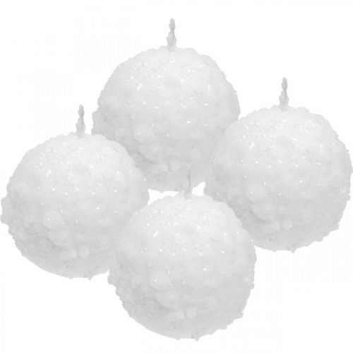 Floristik24 Adventslys, kuglelys, sneboldlys 80mm 4 stk