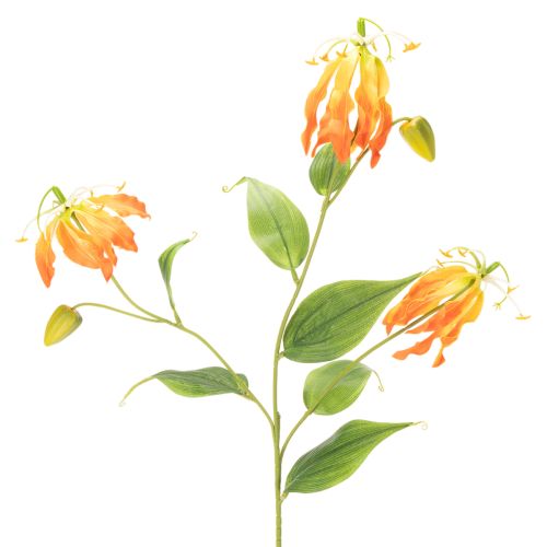 Kunstig Gloriosa orange blomst med lange stilke til vaser 80 cm 3 stk.