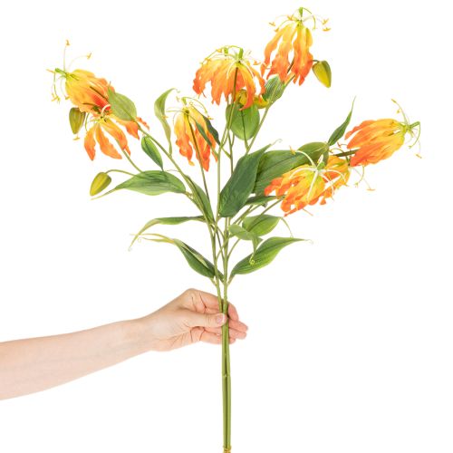 Kunstig Gloriosa orange blomst med lange stilke til vaser 80 cm 3 stk. | Floristik24.dk