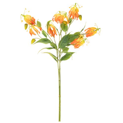 Kunstig Gloriosa orange blomst med lange stilke til vaser 80 cm 3 stk. | Floristik24.dk
