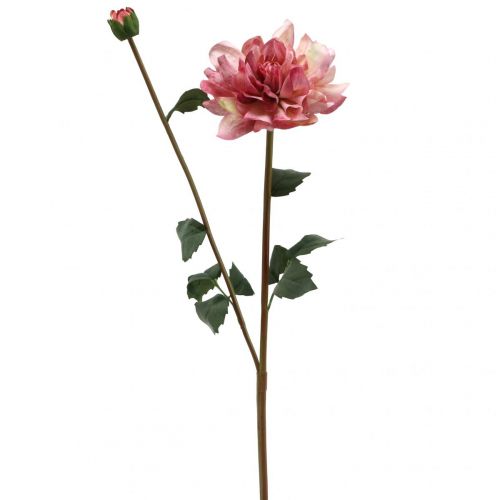 Kunstig blomst dahlia pink blomst med knop H57cm