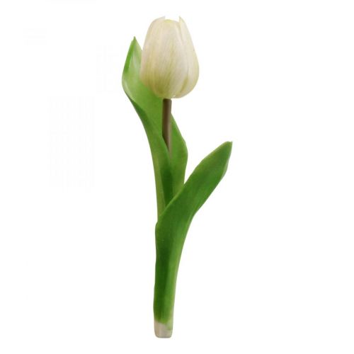 Artikel Kunstig Tulipan Hvid Real Touch Forårsblomst H21cm