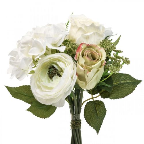 Kunstige blomster deco buket roser ranunculus hortensia H23cm