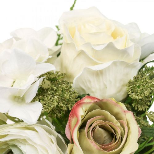 Kunstige blomster deco buket roser ranunculus hortensia H23cm