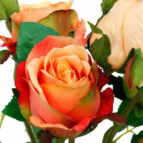 Artikel Kunstige blomster, buket roser, borddekorationer, silkeblomster, kunstige roser gul-orange