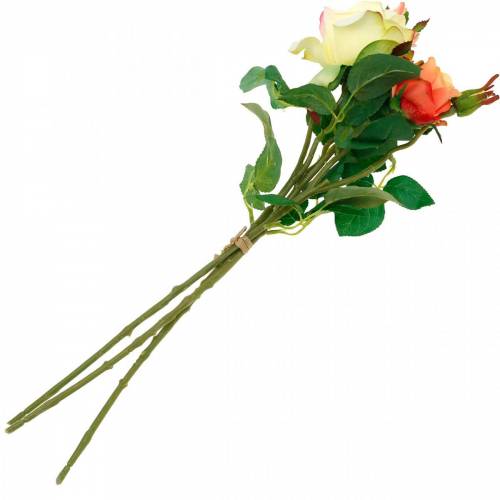 Artikel Kunstige blomster, buket roser, borddekorationer, silkeblomster, kunstige roser gul-orange