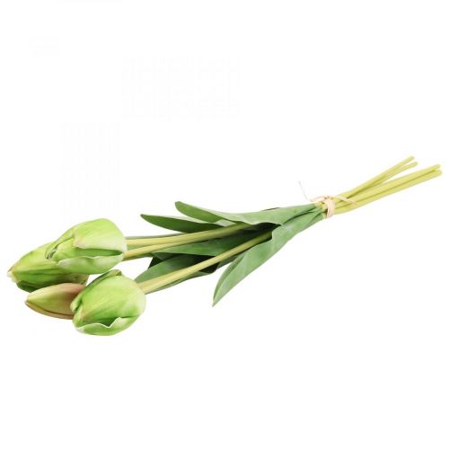 Artikel Kunstige blomster tulipangrøn, forårsblomst 48 cm bundt af 5