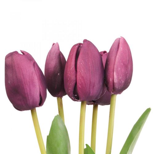 Floristik24 Kunstige blomster tulipan lilla, forårsblomst 48 cm bundt af 5