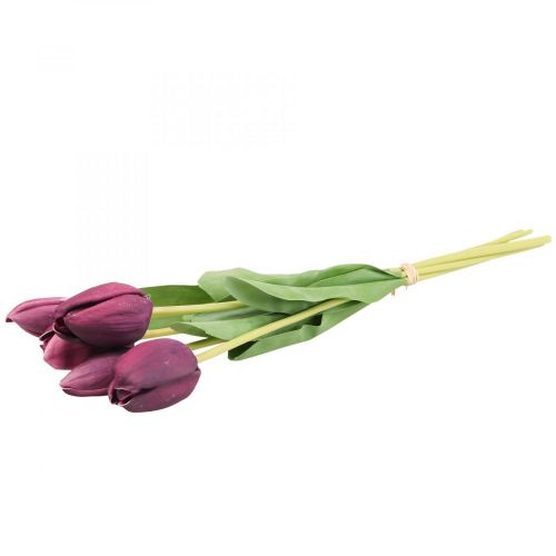 Floristik24 Kunstige blomster tulipan lilla, forårsblomst 48 cm bundt af 5